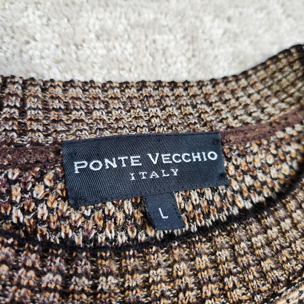 Vintage Grandpa Sweater Men Large Geometric Chunky Knit Crewneck Italy Made - Picture 3 of 9